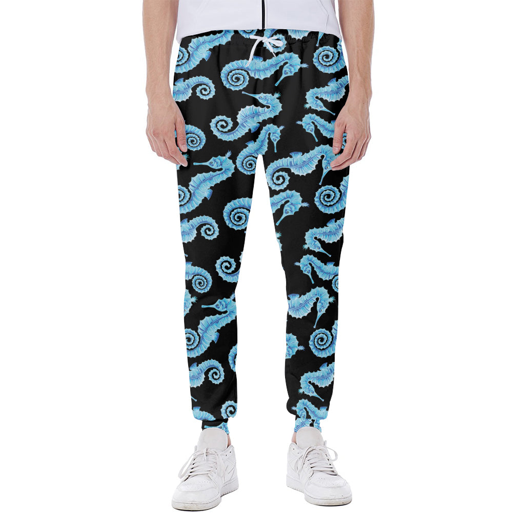 Watercolor Seahorse Pattern Print Scuba Joggers
