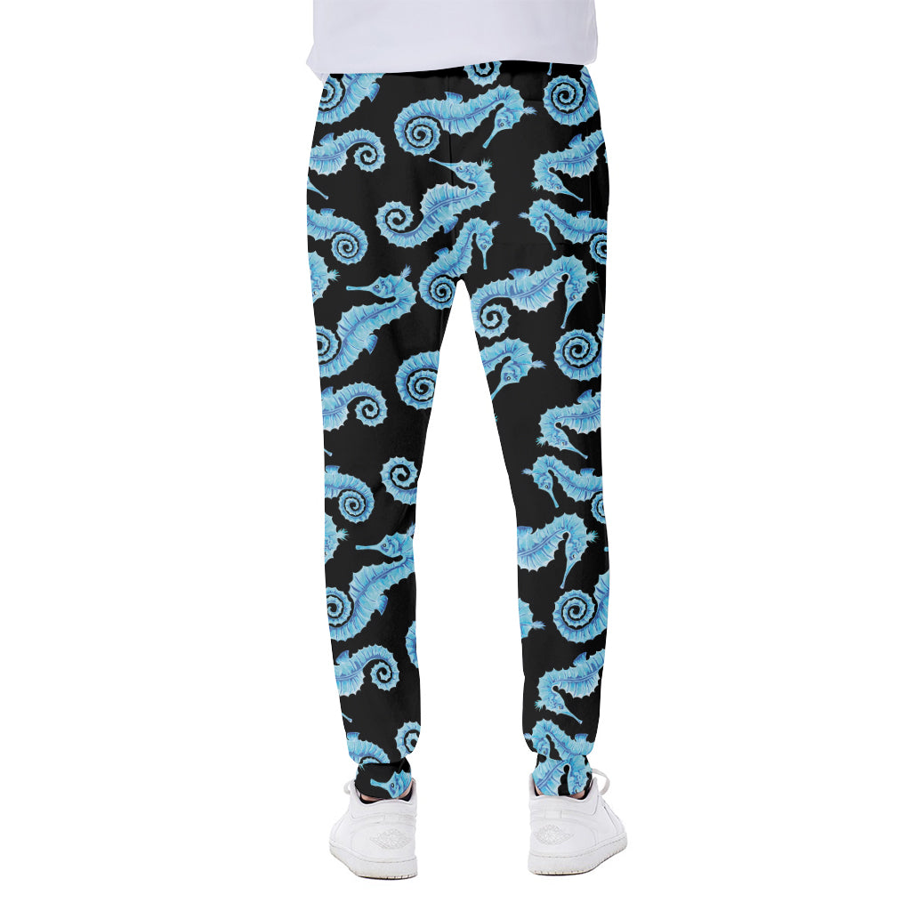 Watercolor Seahorse Pattern Print Scuba Joggers
