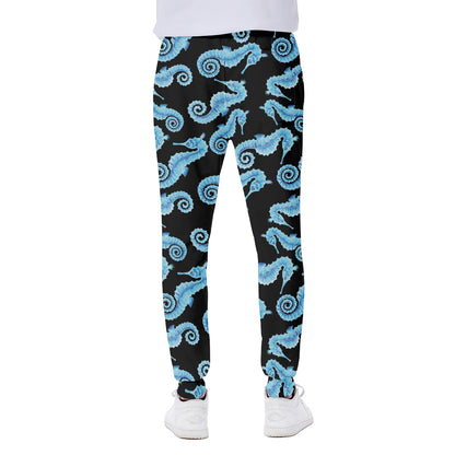 Watercolor Seahorse Pattern Print Scuba Joggers