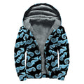 Watercolor Seahorse Pattern Print Sherpa Lined Zip Up Hoodie