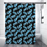 Watercolor Seahorse Pattern Print Shower Curtain
