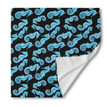 Watercolor Seahorse Pattern Print Silk Bandana