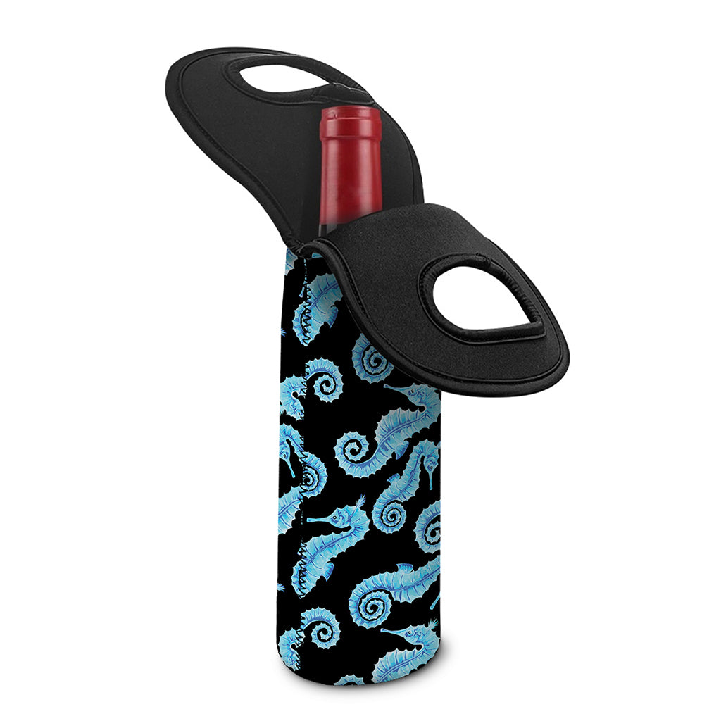 Watercolor Seahorse Pattern Print Single Neoprene Wine Tote