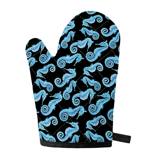Watercolor Seahorse Pattern Print Single Oven Mitt