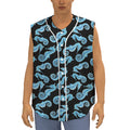Watercolor Seahorse Pattern Print Sleeveless Baseball Jersey
