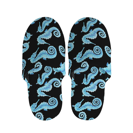Watercolor Seahorse Pattern Print Slippers