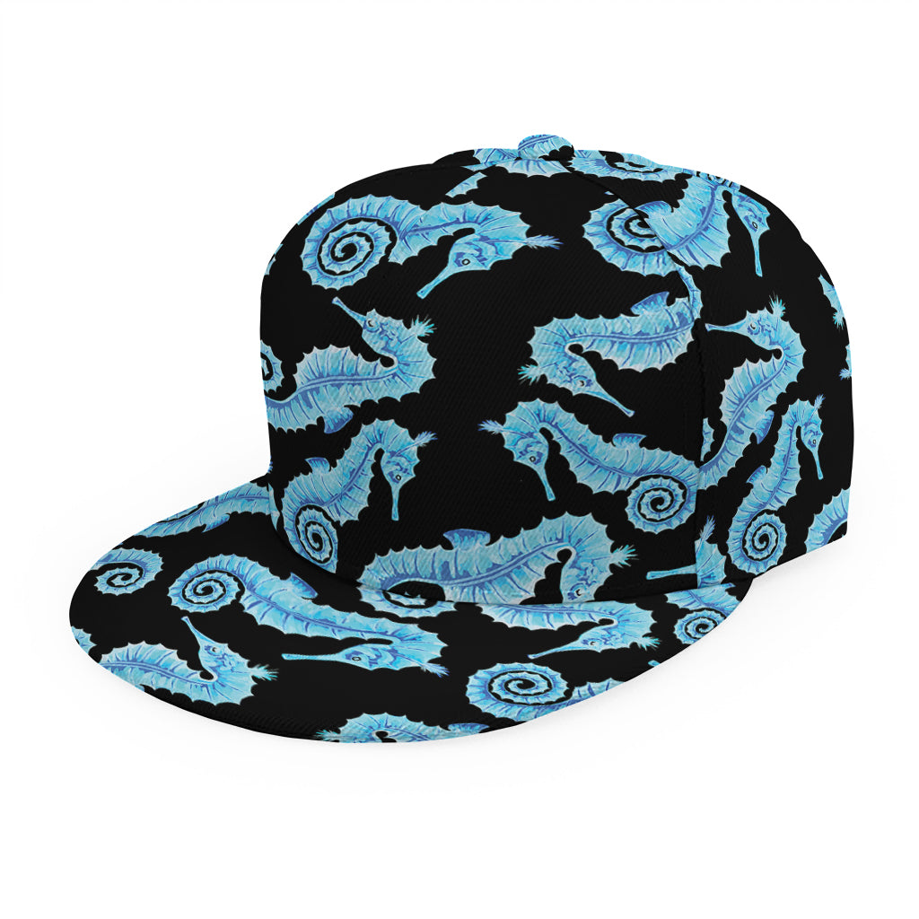 Watercolor Seahorse Pattern Print Snapback Cap