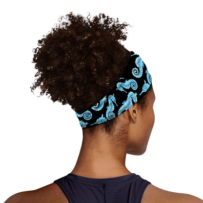 Watercolor Seahorse Pattern Print Sports Headband