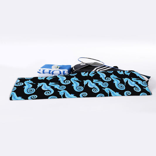 Watercolor Seahorse Pattern Print Sports Towel