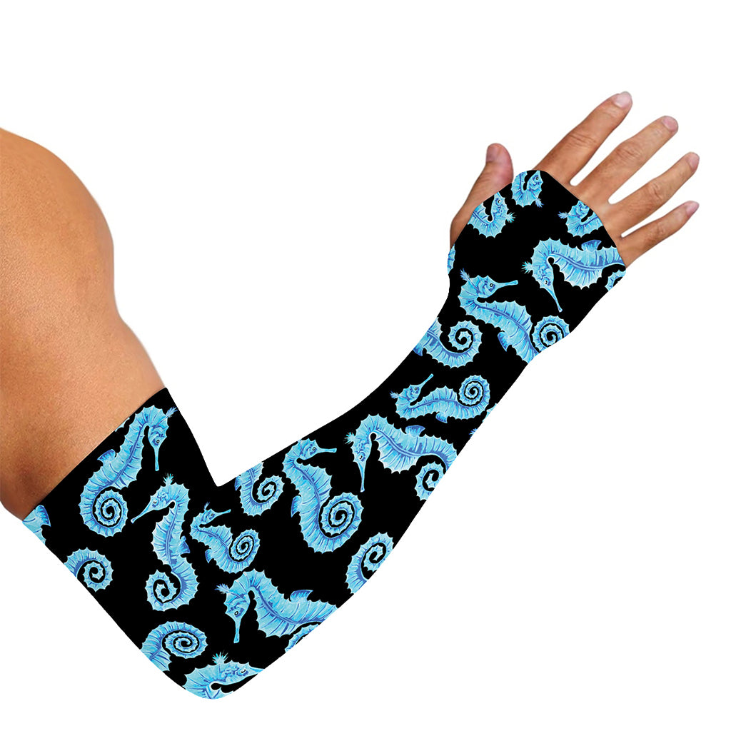 Watercolor Seahorse Pattern Print Sun Protection Arm Sleeves