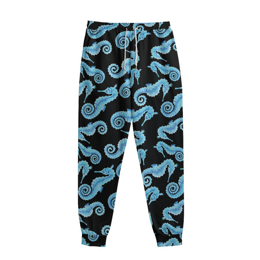 Watercolor Seahorse Pattern Print Sweatpants