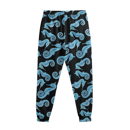 Watercolor Seahorse Pattern Print Sweatpants