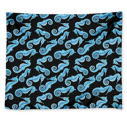 Watercolor Seahorse Pattern Print Tapestry