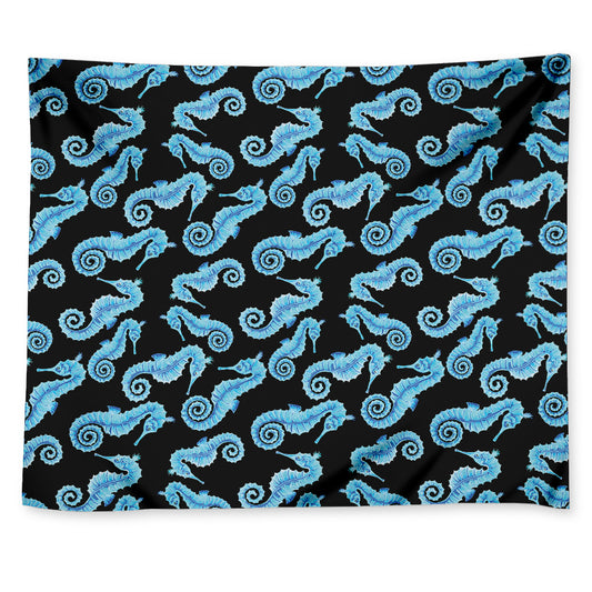 Watercolor Seahorse Pattern Print Tapestry