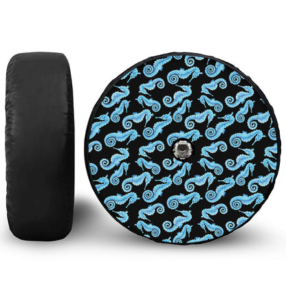 Watercolor Seahorse Pattern Print Tire Cover With Camera Hole