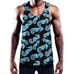 Watercolor Seahorse Pattern Print Training Tank Top