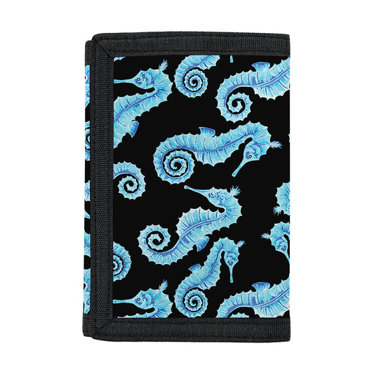 Watercolor Seahorse Pattern Print Trifold Wallet