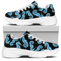 Watercolor Seahorse Pattern Print White Chunky Shoes