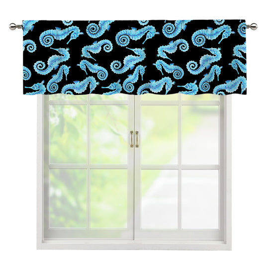 Watercolor Seahorse Pattern Print Window Valance