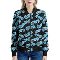 Watercolor Seahorse Pattern Print Women's Bomber Jacket