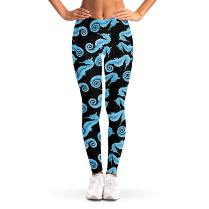 Watercolor Seahorse Pattern Print Women's Leggings