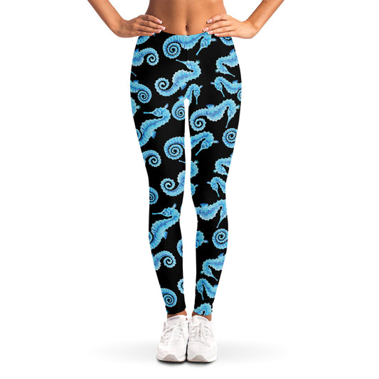 Watercolor Seahorse Pattern Print Women's Leggings