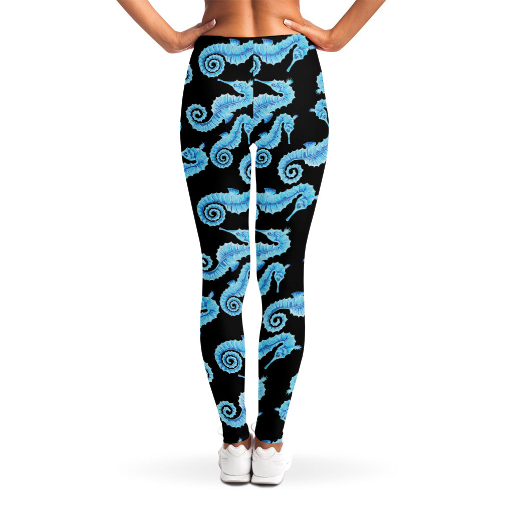 Watercolor Seahorse Pattern Print Women's Leggings