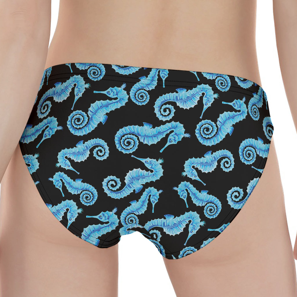 Watercolor Seahorse Pattern Print Women's Panties