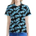 Watercolor Seahorse Pattern Print Women's Polo Shirt