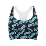 Watercolor Seahorse Pattern Print Women's Sports Bra