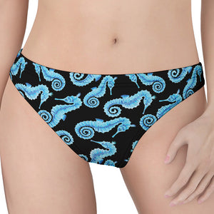 Watercolor Seahorse Pattern Print Women's Thong