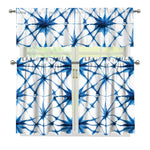 Watercolor Shibori Pattern Print 3 Piece Kitchen Curtains