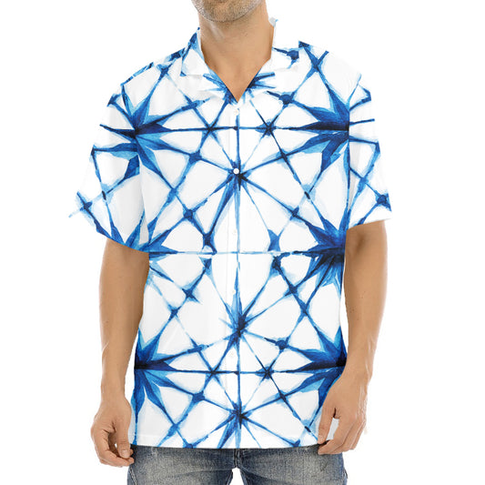 Watercolor Shibori Pattern Print Aloha Shirt