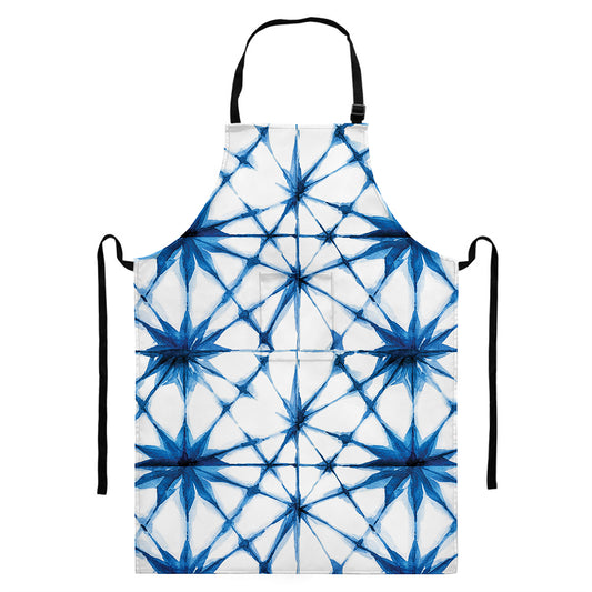 Watercolor Shibori Pattern Print Bib Apron With Pocket