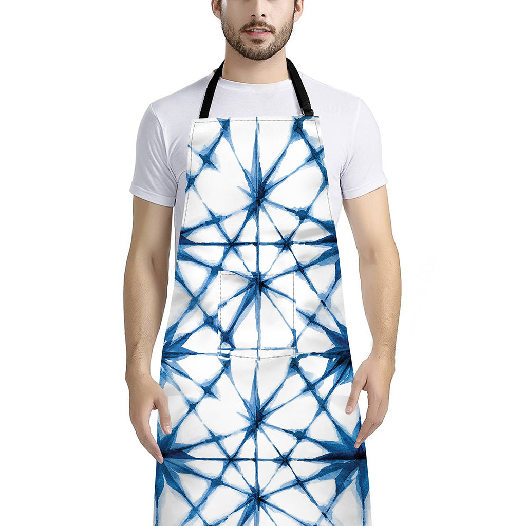 Watercolor Shibori Pattern Print Bib Apron With Pocket