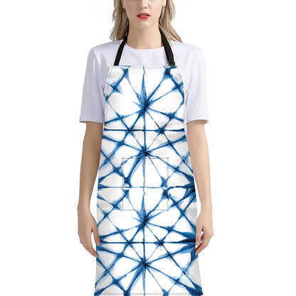 Watercolor Shibori Pattern Print Bib Apron With Pocket