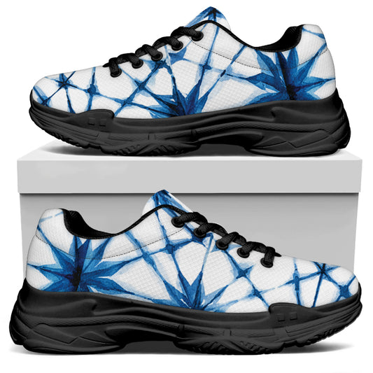 Watercolor Shibori Pattern Print Black Chunky Shoes