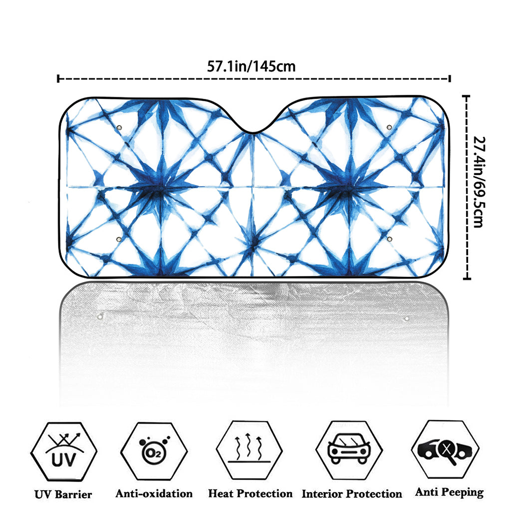 Watercolor Shibori Pattern Print Car Windshield Sun Shade