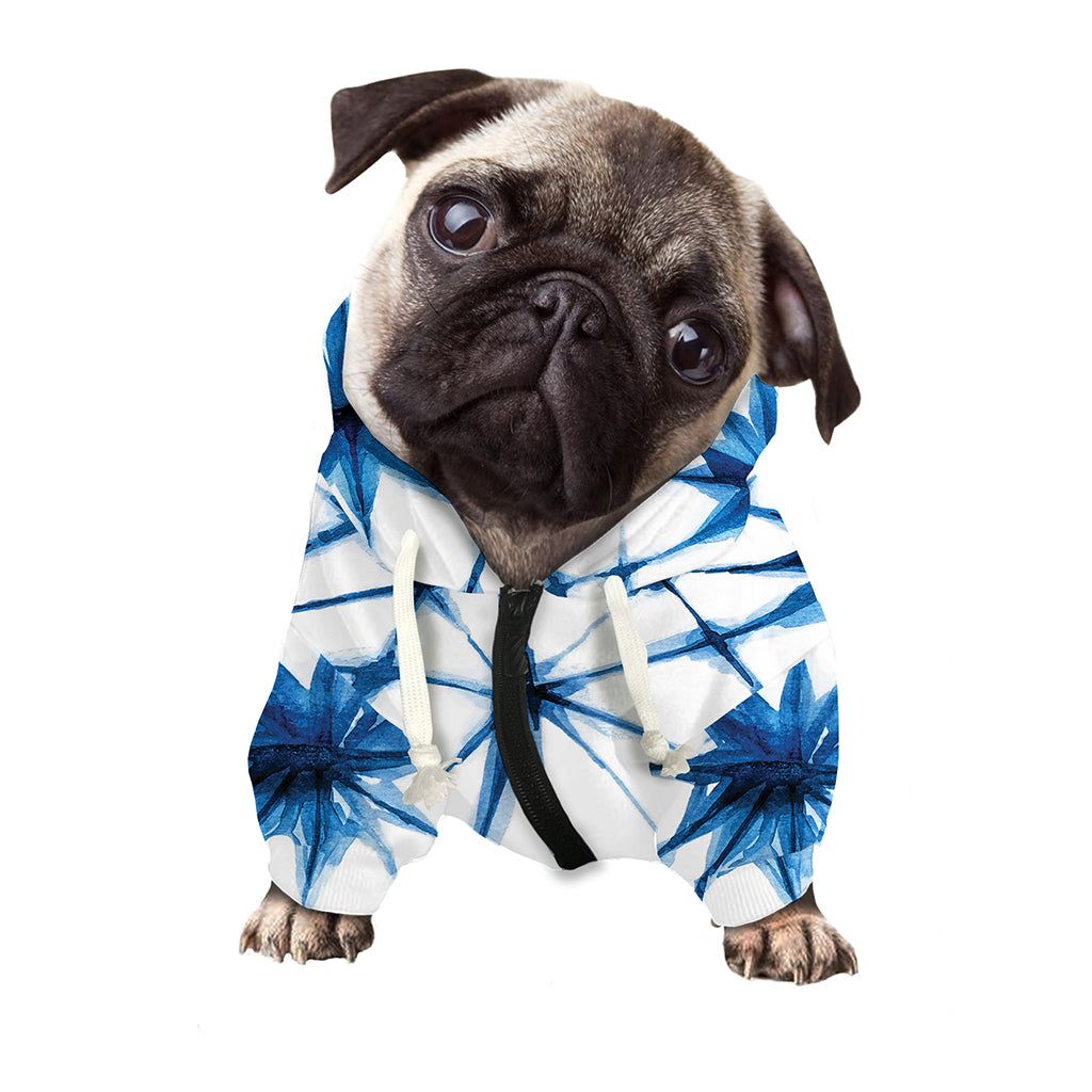 Watercolor Shibori Pattern Print Dog Zip Up Hoodie