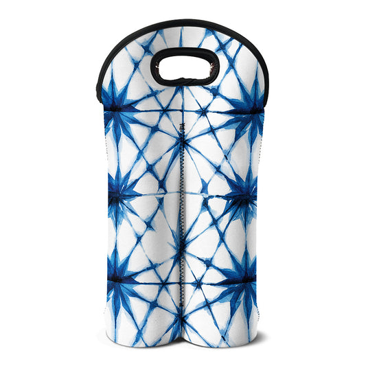 Watercolor Shibori Pattern Print Double Neoprene Wine Tote