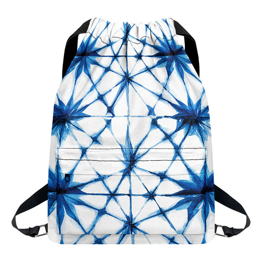 Watercolor Shibori Pattern Print Drawstring Backpack