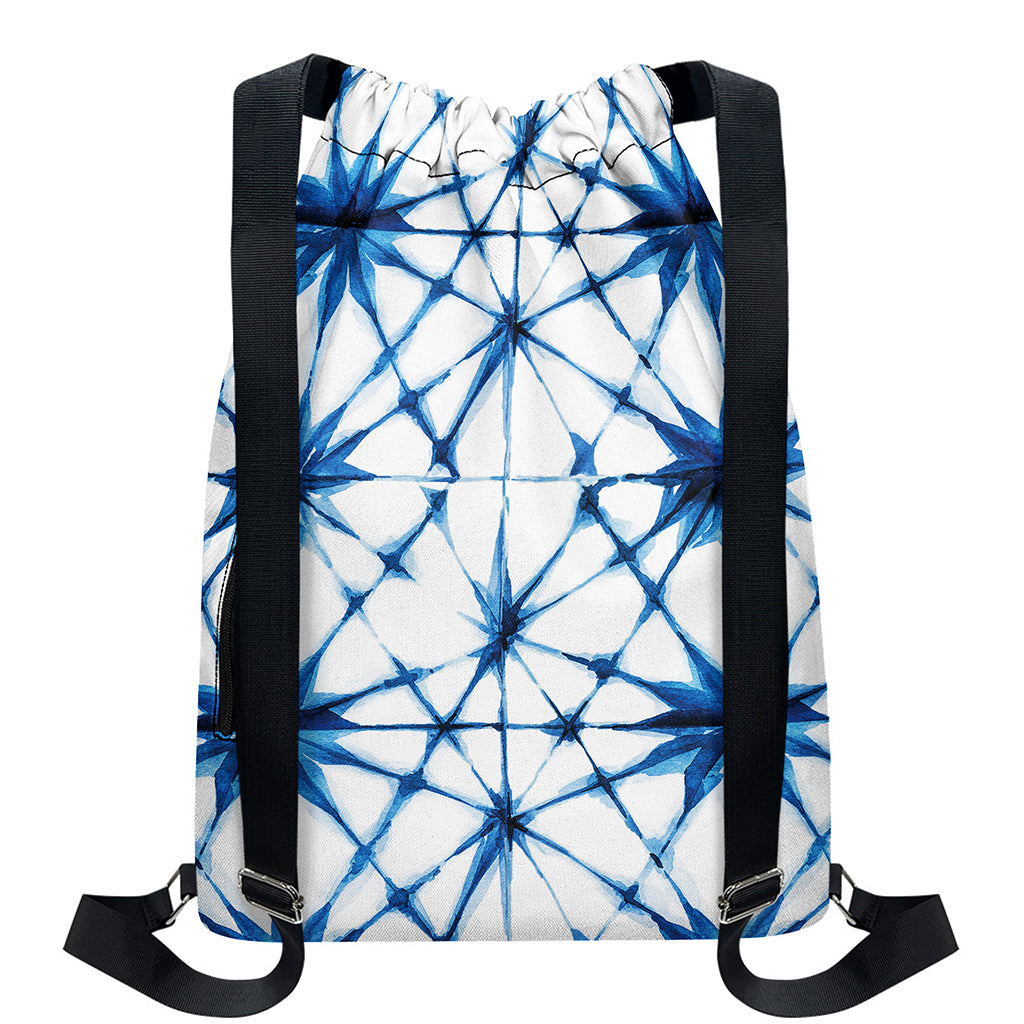 Watercolor Shibori Pattern Print Drawstring Backpack