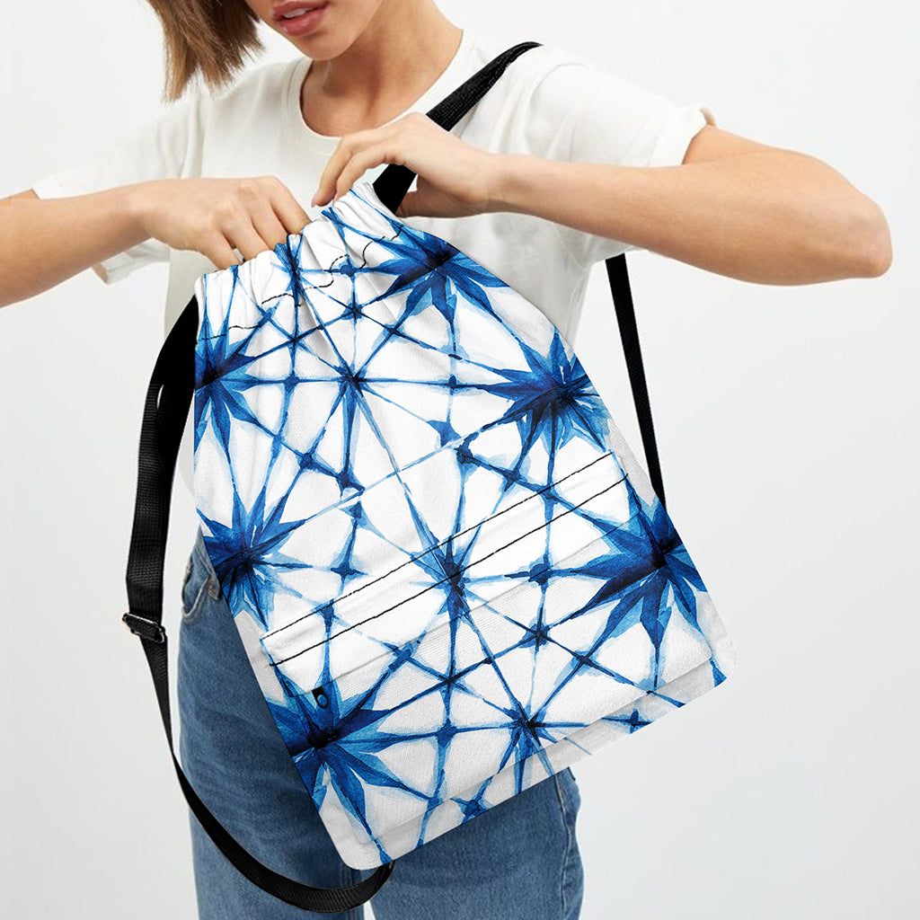 Watercolor Shibori Pattern Print Drawstring Backpack