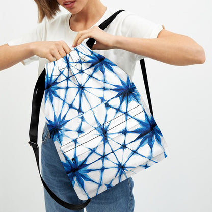 Watercolor Shibori Pattern Print Drawstring Backpack