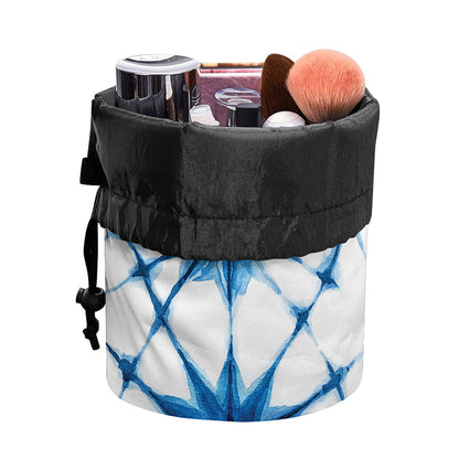 Watercolor Shibori Pattern Print Drawstring Makeup Bag