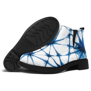 Watercolor Shibori Pattern Print Flat Ankle Boots