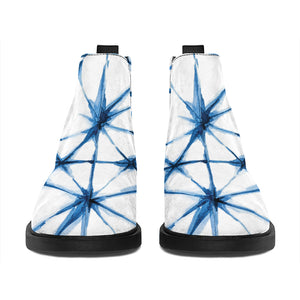 Watercolor Shibori Pattern Print Flat Ankle Boots