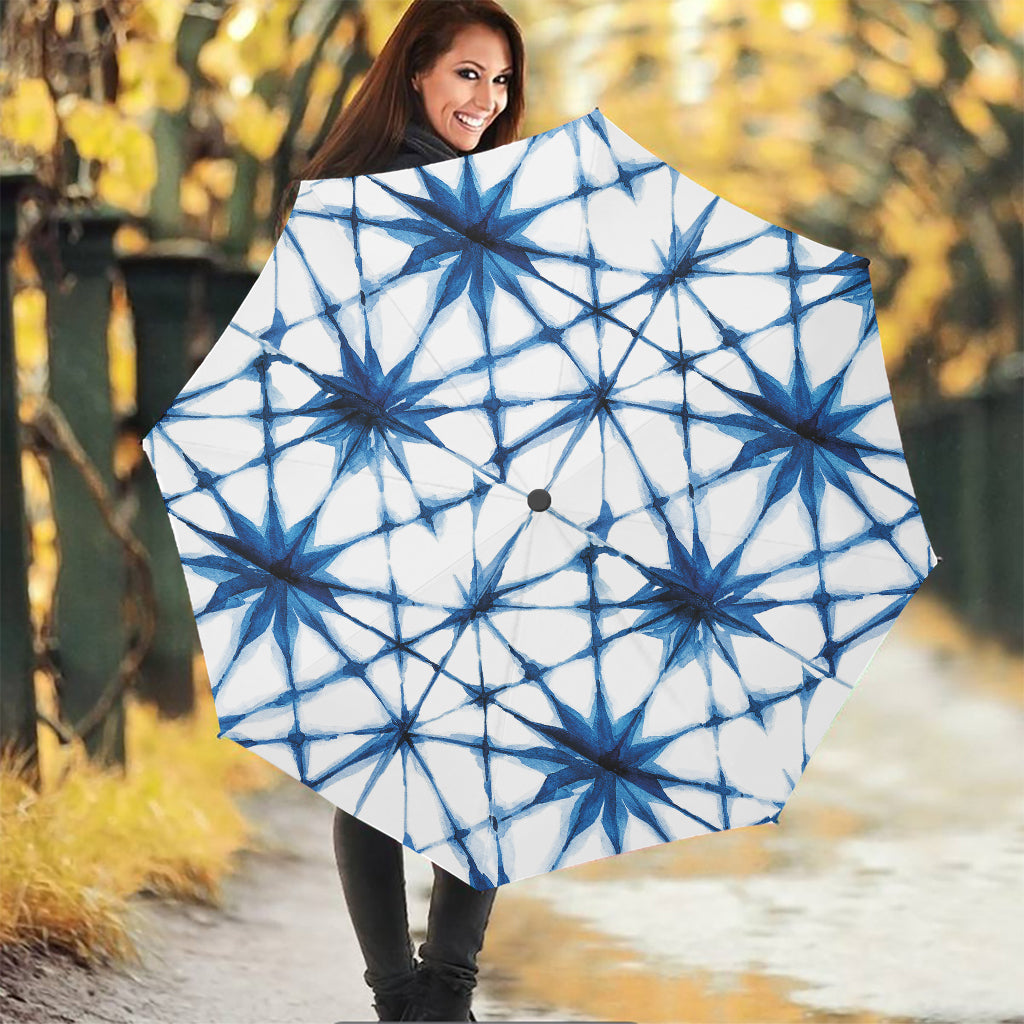 Watercolor Shibori Pattern Print Foldable Umbrella