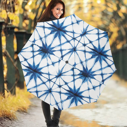 Watercolor Shibori Pattern Print Foldable Umbrella