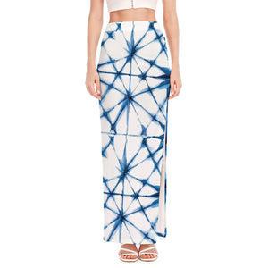 Watercolor Shibori Pattern Print High Slit Maxi Skirt